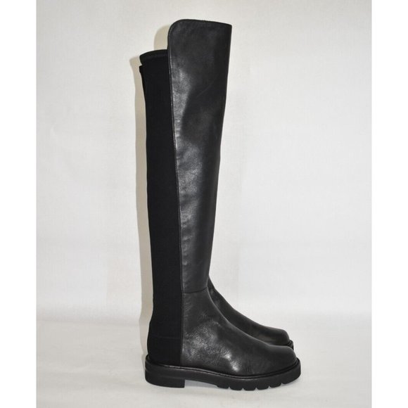 $950 STUART WEITZMAN Lift Over-The-Knee Leather Combat Boot LOWLAND 6.5 (PA30) - Picture 2 of 8
